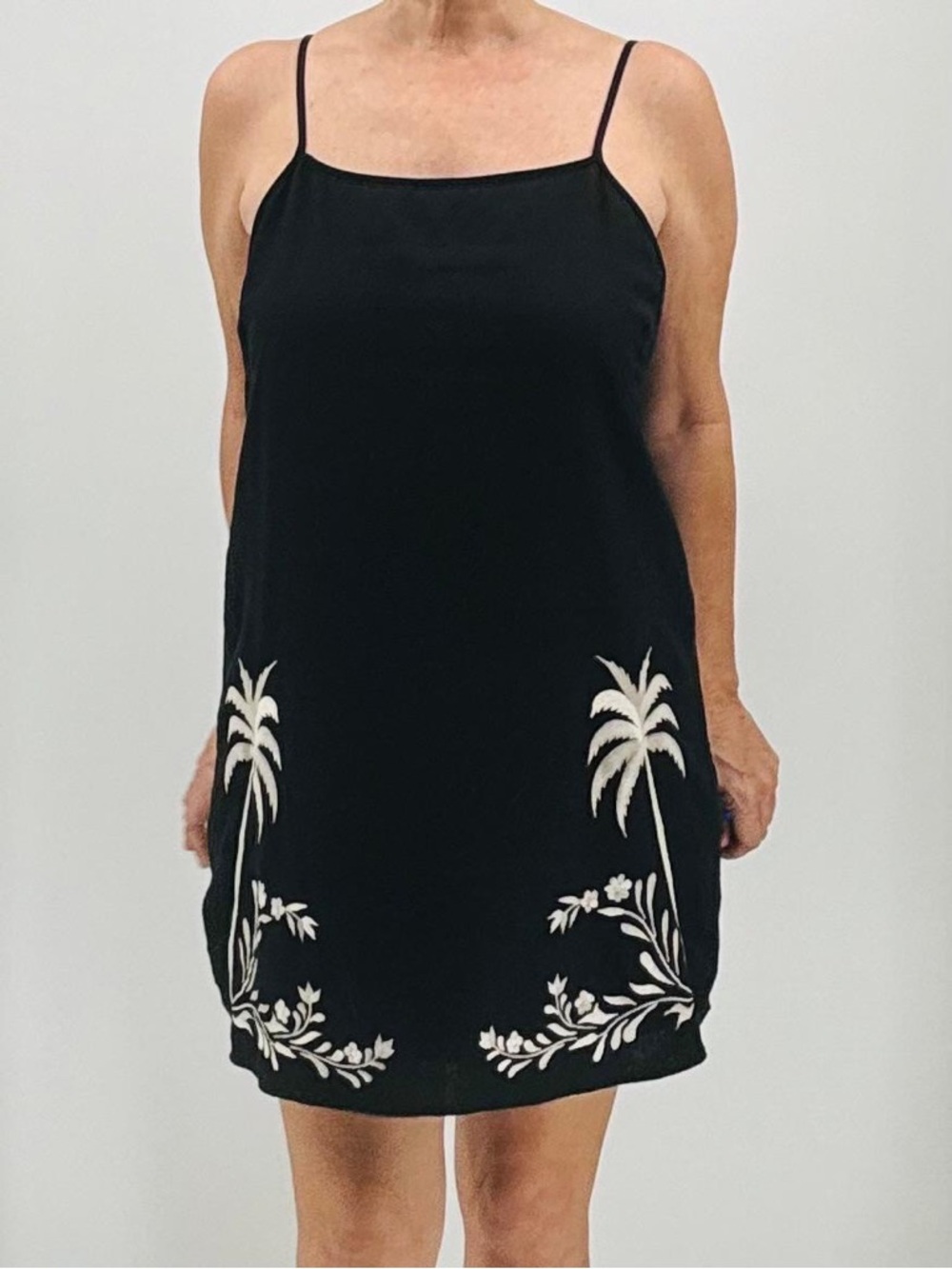 Calypso St. Barth Coastal Chic Boho Linen  Embroidered Tropical Print Mini Dress - Picture 3 of 14